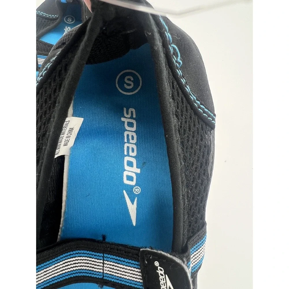 Speedo Unisex Kids Water Shoes Aqua Socks Black Blue Size S Hook & Loop Strap